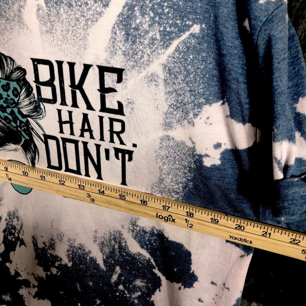 Women’s Biker Shirt Bike Hair Don’t Care Funny T Shirt Size Extra Large Tee - Picture 5 of 9
